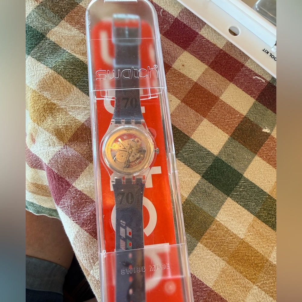 New Swatch‎ Septante Francs Skeleton Watch Swiss Transparent Case w/ Box